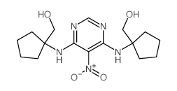 [1-[[6-[[1-(hydroxymethyl)cyclopentyl]amino]-5-nitro-pyrimidin-4-yl]amino]cyclopentyl]methanol结构式