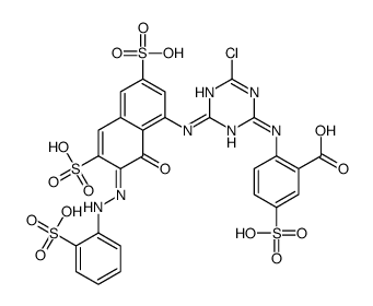 2-[[4-chloro-6-[[8-hydroxy-3,6-disulpho-7-[(2-sulphophenyl)azo]-1-naphthyl]amino]-1,3,5-triazin-2-yl]amino]-5-sulphobenzoic acid structure