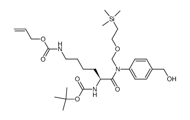 {5-tert-butoxycarbonylamino-5-[(4-hydroxymethylphenyl)-(2-trimethylsilanyl-ethoxymethyl)carbamoyl]pentyl}-carbamic acid allyl ester Structure