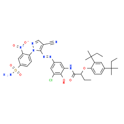 Butanamide,N-[5-[[1-[4-(aminosulfonyl)-2-nitrophenyl]-4-cyano-1H-pyrazol-5-yl]azo]-3-chloro-2-hydroxyphenyl]-2-[2,4-bis(1,1-dimethylpropyl)phenoxy]-,结构式