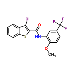 3-Chloro-N-[2-methoxy-5-(trifluoromethyl)phenyl]-1-benzothiophene-2-carboxamide结构式
