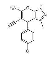 6-amino-(4-chlorophenyl)-1,4-dihydro-3-methylpyrano<2,3-c>pyrazole-5-carbonitrile structure