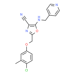 2-[(4-chloro-3-methylphenoxy)methyl]-5-[(pyridin-4-ylmethyl)amino]-1,3-oxazole-4-carbonitrile结构式