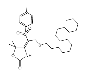 5,5-dimethyl-4-[2-hexadecylsulfanyl-1-(p-toluenesulfonyl)ethylidene]oxazolidin-2-one结构式
