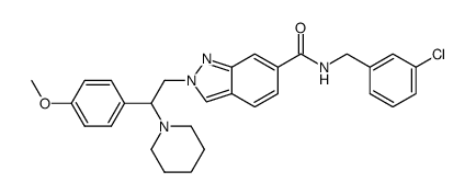 N-(3-Chlorobenzyl)-2-[2-(4-methoxyphenyl)-2-piperidin-1-ylethyl]-2H-indazole-6-carboxamide结构式