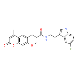 N-[2-(5-Fluoro-1H-indol-3-yl)ethyl]-3-(7-methoxy-4-methyl-2-oxo-2H-chromen-6-yl)propanamide结构式