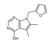 7-(2-Furanylmethyl)-5,6-dimethyl-7H-pyrrolo(2,3-d)pyrimidin-4(3H)-on结构式