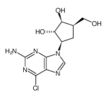 (+/-)-(1α,2β,3α,5α)-3-(2-amino-6-chloro-9H-purin-9-yl)-5-(hydroxymethyl)-1,2-cyclopentanediol结构式