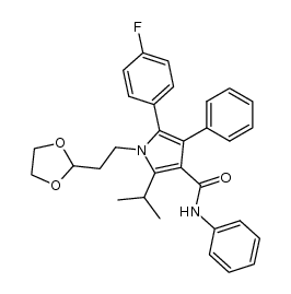 1-[2-(1,3-dioxolan-2-yl)ethyl]-5-(4-fluorophenyl)-2-(1-methylethyl)-N,4-diphenyl-1H-pyrrole-3-carboxamide结构式