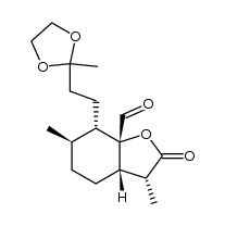 (3R,3aS,6R,7S,7aS)-3,6-dimethyl-7a-formyl-7-(2-(2-methyl-1,3-dioxolan-2-yl)ethyl)-hexahydrobenzo[1,2-b]furan-2(3H)-one结构式