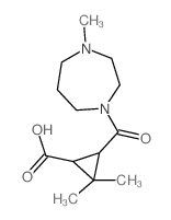 2,2-dimethyl-3-[(4-methyl-1,4-diazepan-1-yl)carbonyl]cyclopropanecarboxylic acid structure