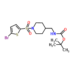 2-Methyl-2-propanyl ({1-[(5-bromo-2-thienyl)sulfonyl]-4-piperidinyl}methyl)carbamate结构式