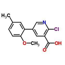 2-chloro-5-(2-methoxy-5-methylphenyl)pyridine-3-carboxylic acid结构式