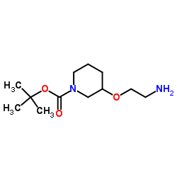 2-Methyl-2-propanyl 3-(2-aminoethoxy)-1-piperidinecarboxylate结构式