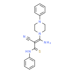 3-AMINO-2-CYANO-N-PHENYL-3-(4-PHENYLPIPERAZINO)-2-PROPENETHIOAMIDE structure