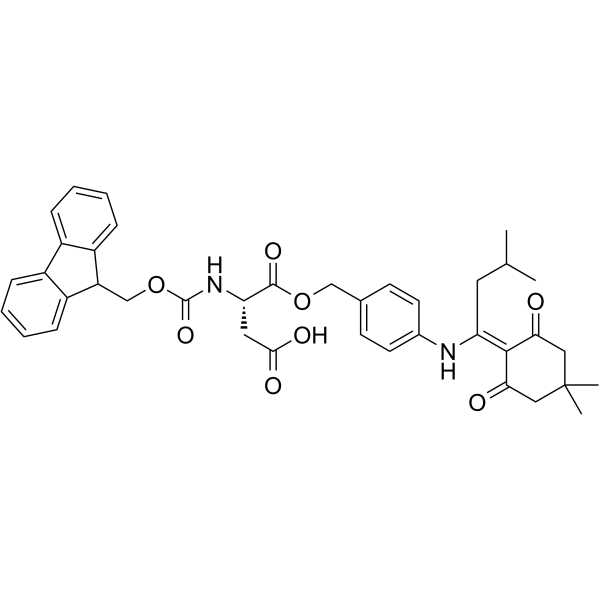 N-[芴甲氧羰基]-L-天冬氨酸 1-[[4-[[1-(4,4-二甲基-2,6-二氧代环己基亚基)-3-甲基丁基]氨基]苯基]甲基]酯结构式