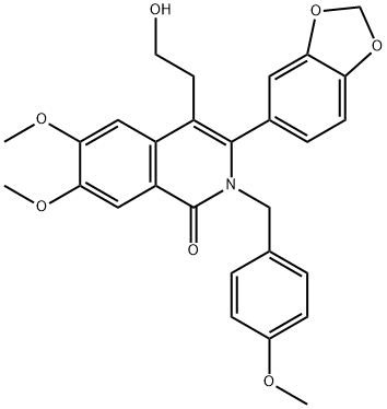 1(2H)-Isoquinolinone, 3-(1,3-benzodioxol-5-yl)-4-(2-hydroxyethyl)-6,7-dimethoxy-2-[(4-methoxyphenyl)methyl]-结构式