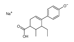 5-Ethyl-4-(p-hydroxyphenyl)-6-methyl-3-cyclohexene-1-carboxylic acid sodium salt structure