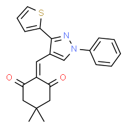 5,5-Dimethyl-2-{[1-phenyl-3-(2-thienyl)-1H-pyrazol-4-yl]methylene}-1,3-cyclohexanedione picture