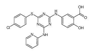 5-[4-(4-chloro-phenylsulfanyl)-6-pyridin-2-ylamino-[1,3,5]triazin-2-ylamino]-2-hydroxy-benzoic acid结构式