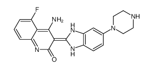 4-氨基-5-氟-3-[6-(哌嗪-1-基)-1H-苯并咪唑-2-基]-1H-喹啉-2-酮结构式