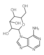 2-(6-aminopurin-7-yl)-6-(hydroxymethyl)oxane-3,4,5-triol structure