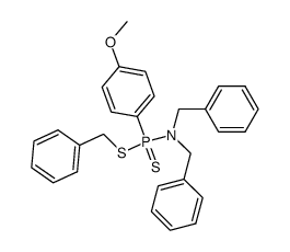 S-benzyl N,N-dibenzyl-4-methoxyphenylphosphonamidodithioate Structure
