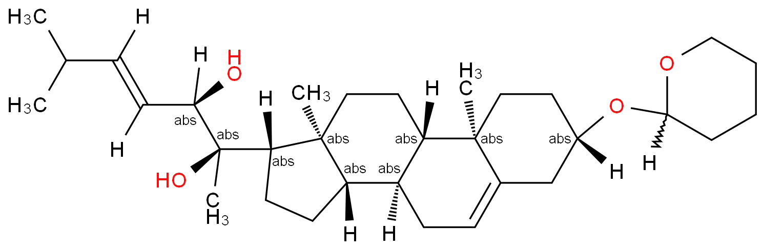Cholesta-5,23-diene-20,22-diol, 3-[(tetrahydro-2H-pyran-2-yl)oxy]-, (3β,22R,23E)- (9CI) Structure