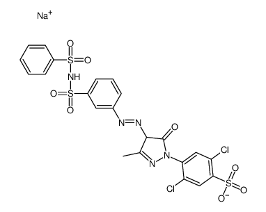 2,5-dichloro-4-[4,5-dihydro-3-methyl-5-oxo-4-[[3-[[(phenylsulphonyl)amino]sulphonyl]phenyl]azo]-1H-pyrazol-1-yl]benzenesulphonic acid, sodium salt structure