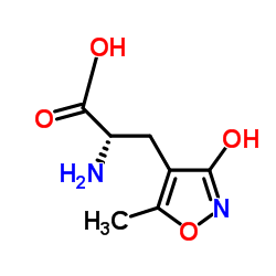 (S)-α-氨基-3-羟基-5-甲基异恶唑-4-丙酸结构式