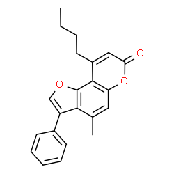 9-butyl-4-methyl-3-phenylfuro[2,3-f]chromen-7-one结构式