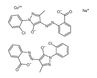 sodium bis[2-[[1-(2-chlorophenyl)-4,5-dihydro-3-methyl-5-oxo-1H-pyrazol-4-yl]azo]benzoato(2-)]cobaltate(1-) picture