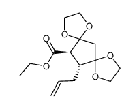 4,5-trans-4-ethoxycarbonyl-5-(2-propen-1-yl)-cyclopentan-1,3-dione bis ethylene acetal Structure