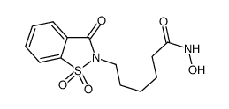 6-(1,1-dioxido-3-oxobenzo[d]isothiazol-2(3H)-yl)-N-hydroxyhexanamide结构式