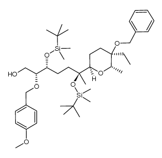 (2R,3R,6S)-6-[(2R,5R,6S)-5-benzyloxy-5-ethyl-6-methyltetrahydropyran-2-yl]-3,6-bis(tert-butyldimethylsilyloxy)-2-(4-methoxybenzyloxy)heptan-1-ol Structure