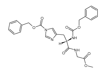 N-(1,Nα-bis-benzyloxycarbonyl-L-histidyl)-glycine-methyl ester Structure