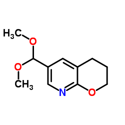 6-(Dimethoxymethyl)-3,4-dihydro-2H-pyrano[2,3-b]pyridine结构式