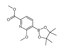 methyl 6-methoxy-5-(4,4,5,5-tetramethyl-1,3,2-dioxaborolan-2-yl)pyridine-2-carboxylate结构式