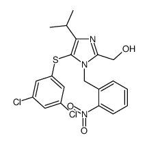 [5-(3,5-dichlorophenyl)sulfanyl-1-[(2-nitrophenyl)methyl]-4-propan-2-ylimidazol-2-yl]methanol结构式