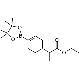 Ethyl 2-(4-(4,4,5,5-tetramethyl-1,3,2-dioxaborolan-2-yl)cyclohex-3-en-1-yl)propanoate structure