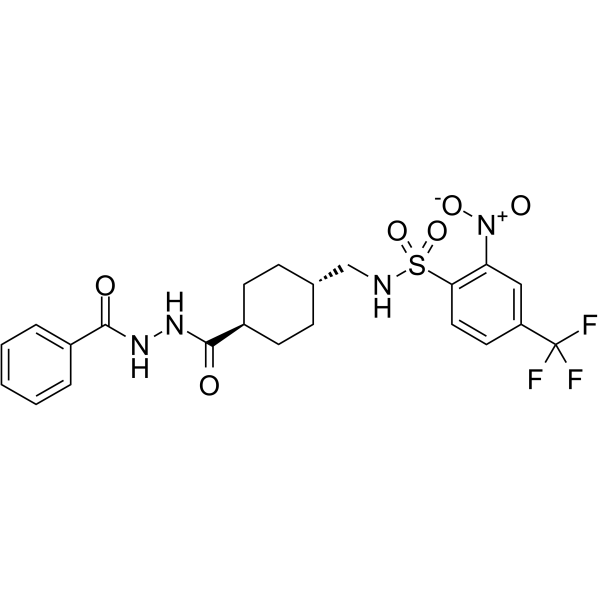 1-Benzoyl-2-[[trans-4-[[[[2-nitro-4-(trifluoromethyl)phenyl]sulfonyl]amino]methyl]cyclohexyl]carbonyl]hydrazine结构式