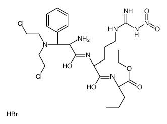 ethyl N-[N2-[3-[bis(2-chloroethyl)amino]-3-phenyl-L-alanyl]-N5-[imino(nitroamino)methyl]-L-ornithyl]-L-norvalinate monohydrobromide结构式