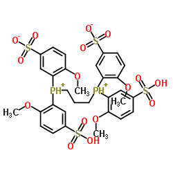 3,3'-{1,3-Propanediylbis[(2-methoxy-5-sulfophenyl)phosphoniumdiyl]}bis(4-methoxybenzenesulfonate)结构式
