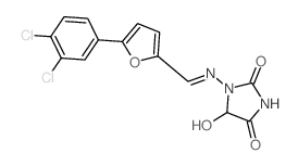2,4-Imidazolidinedione, 1-[[[5- (3, 4-dichlorophenyl)-2-furanyl]methylene]amino]-5-hydroxy- Structure