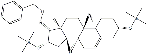 3β,16β-Bis(trimethylsiloxy)androst-5-en-17-one O-benzyl oxime结构式