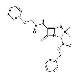 3,3-dimethyl-7-oxo-6-(2-phenoxy-acetylamino)-4-thia-1-aza-bicyclo[3.2.0]hept-5-ene-2-carboxylic acid benzyl ester Structure