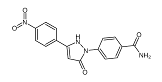 4-[5-(4-nitrophenyl)-3-oxo-1H-pyrazol-2-yl]benzamide结构式