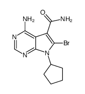 4-amino-6-bromo-7-cyclopentyl-7H-pyrrolo[2,3-d]pyrimidine-5-carboxamide结构式