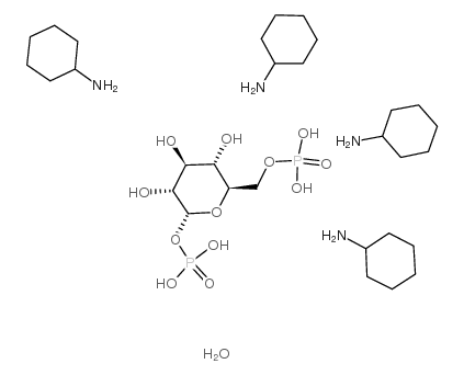 ALPHA-D-GLUCOSE 1,6-DIPHOSPHATE CYCLOHEXYLAMMONIUM SALT, HYDRATE structure