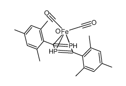 (η(4)-C2P2-(2,4,6-trimethylphenyl)2)Fe(CO)3 Structure